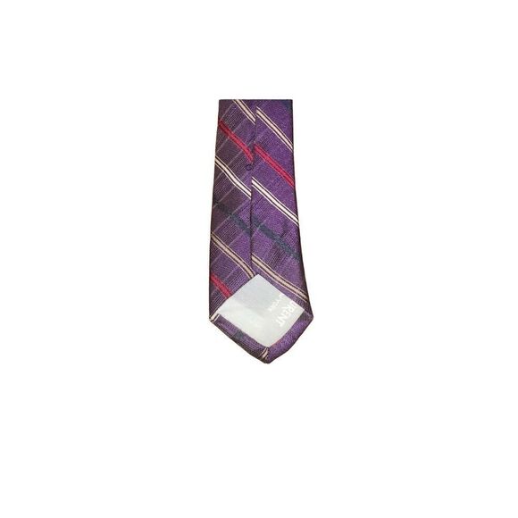 Purple Saint Laurent Striped Handmade Silk Neck Tie - Picture 4 of 4